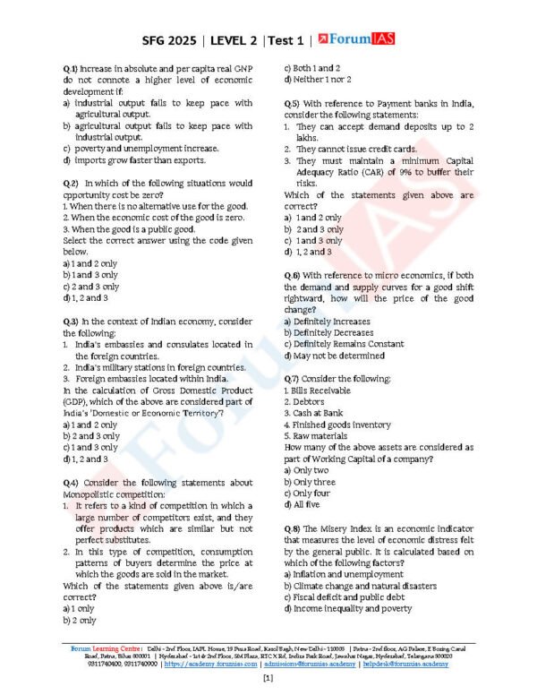 Forum IAS SFG ( Level 2 -Test - 1 ) Economics - 1 | English | B&W - Image 3