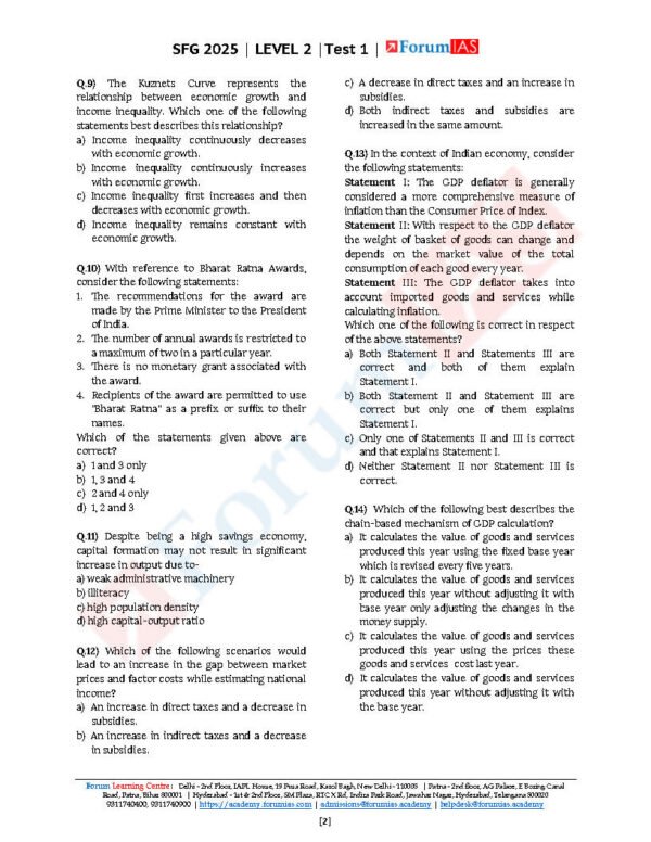Forum IAS SFG ( Level 2 -Test - 1 ) Economics - 1 | English | B&W - Image 4