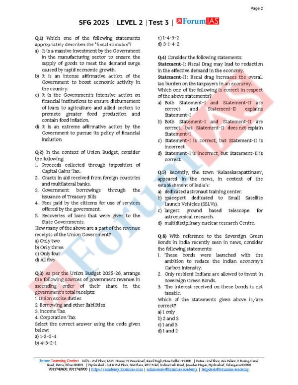 Forum IAS Level 2 - Test 3 ( Economic - 3 ) | English | B&W - Image 3
