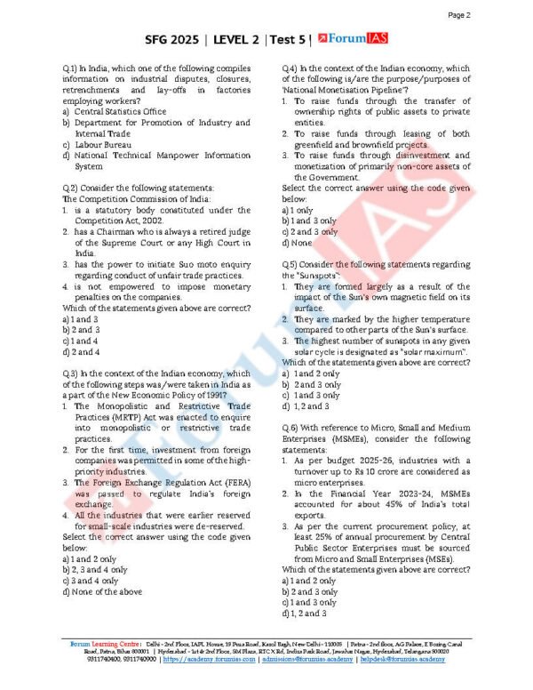 Forum IAS Level 2 – Test 5 ( Economic – 5 ) | English | B&W - Image 3