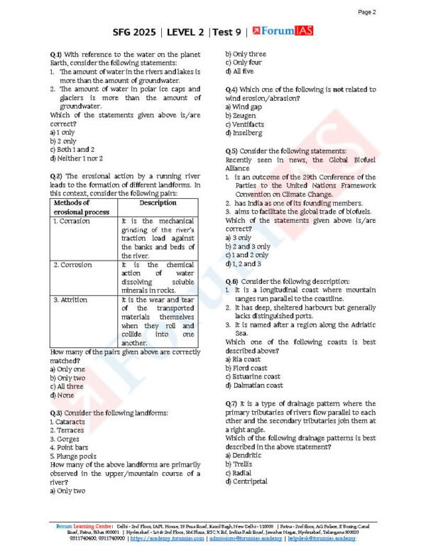 Forum IAS SFG ( Level 2 - Test 9 { Geography - 2 } ) English | B&W - Image 3