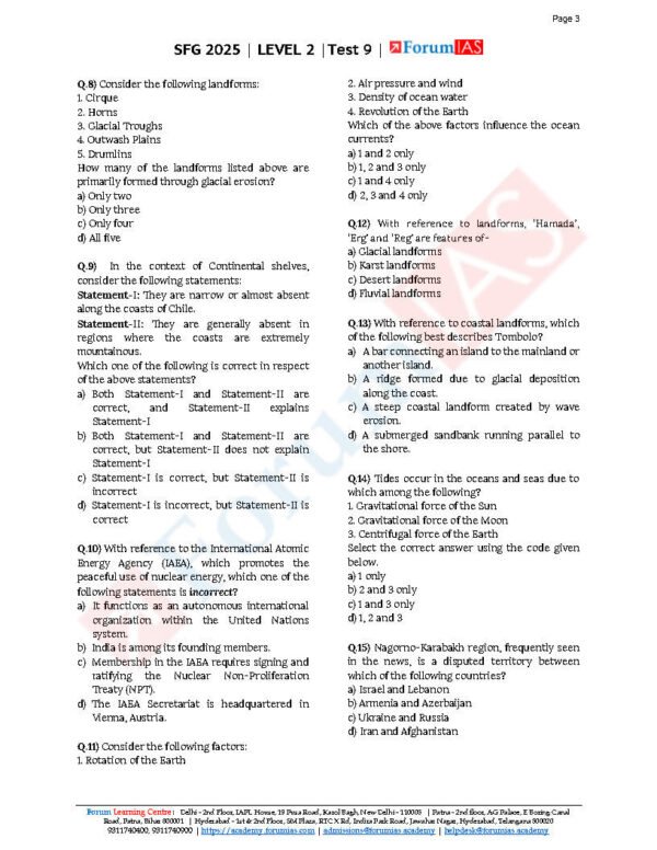 Forum IAS SFG ( Level 2 - Test 9 { Geography - 2 } ) English | B&W - Image 4