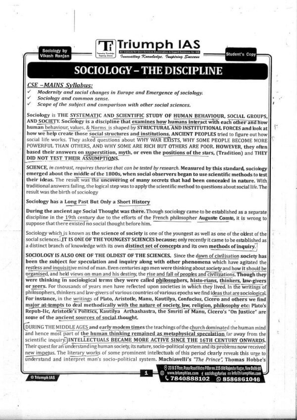 Triumph IAS ( CSE Mains Paper - I & II ) Sociology [ Syllabus Covered ] | English | B&W - Image 3