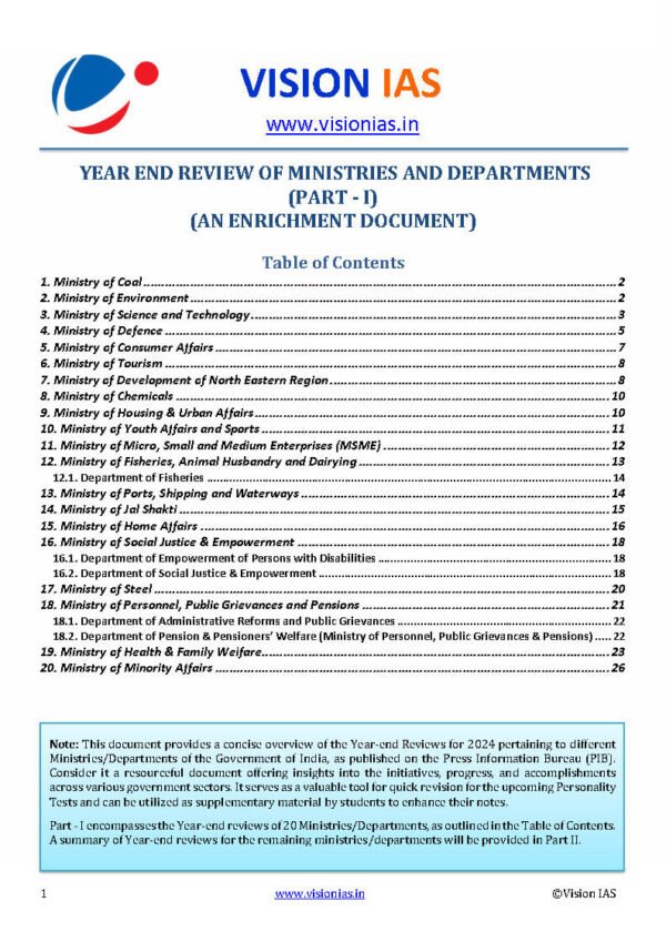 Vision IAS Year End Review Of Ministries And Department Part : 1-2 | English | B&W - Image 3
