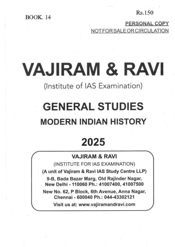Vajiram & Ravi ( Institute Of IAS Examination { Book - 14 Modern Indian History } ) | English | B&W - Image 2