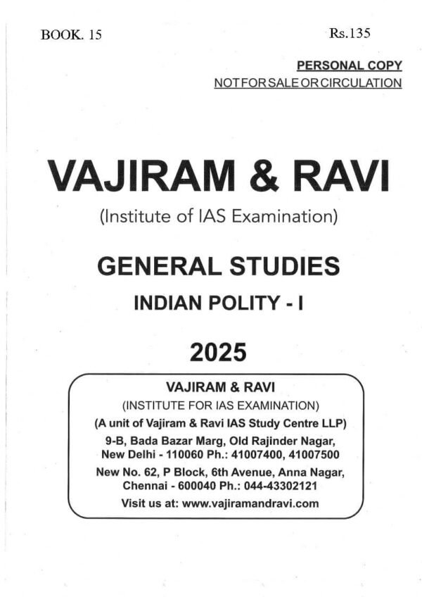 Vajiram & Ravi ( Institute Of IAS Examination { Book - 15 Indian Polity - 1 } ) | English | B&W - Image 2