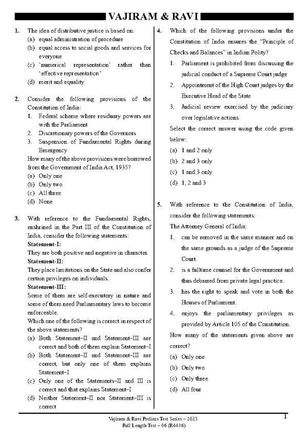 Vajiram & Ravi Powerup ( Prelims Test Series – 2025 { GS Test – 26 Code : V4436 } ) | English | B&W - Image 4