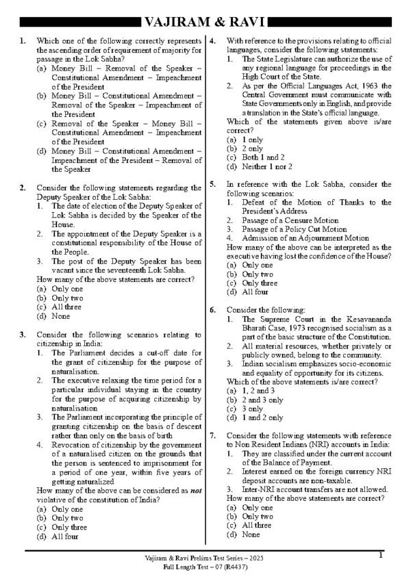 Vajiram & Ravi Powerup ( Prelims Test Series – 2025 { GS Test – 27 Code : V4437 } ) | English | B&W - Image 4