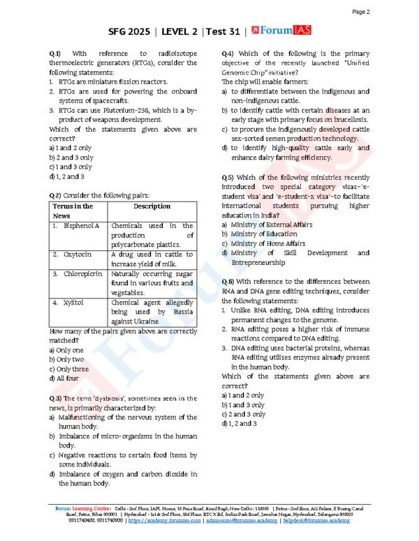 Forum IAS ( {SFG Level 2 – Test – 31} Science - 1 ) 2025 | English | B&W - Image 4
