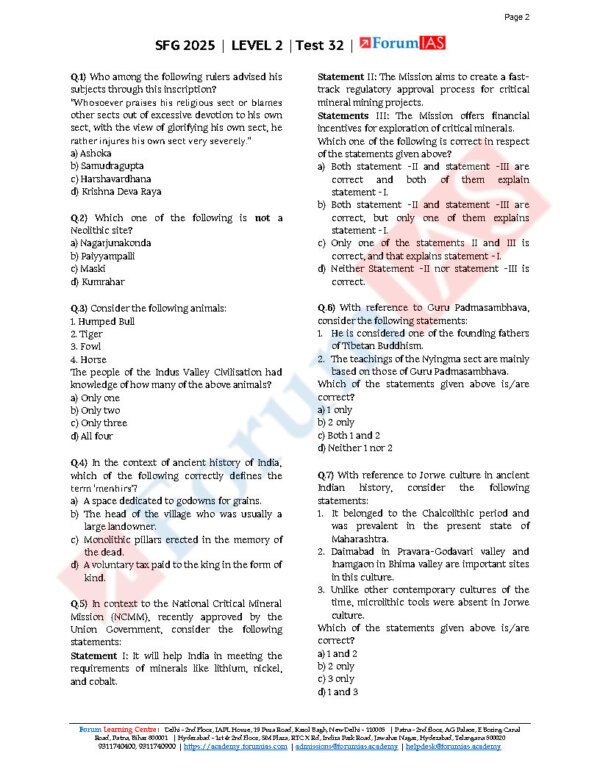 Forum IAS ( {SFG Level 2 – Test – 32} Science - 2 ) 2025 | English | B&W - Image 4