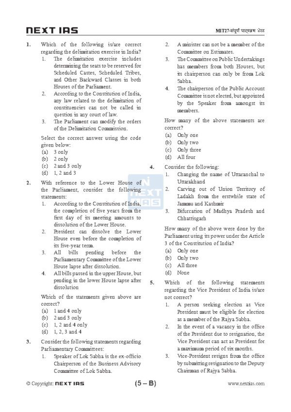 Next IAS ( General Studies Full Test – 5 [ PTS ( GS ) : CSE 2025 ) | English | B&W - Image 4