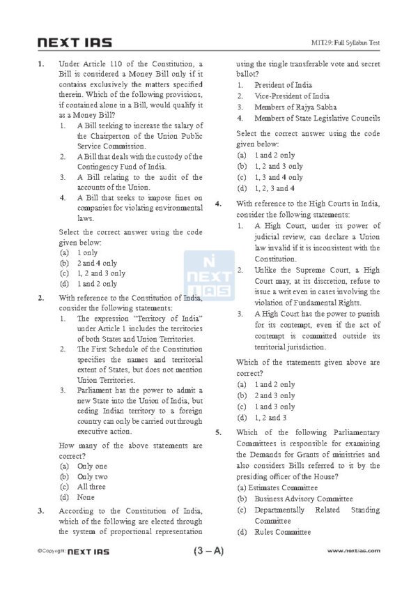 Next IAS ( General Studies Full Test – 7 [ PTS ( GS ) : CSE 2025 ) | English | B&W - Image 4