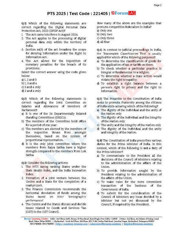 Forum IAS ( {GS – Simulator – 4} PT – Test 2025 ) PTS 2025 | ( [ Test Code : 221405 ] ) | English | B&W - Image 4