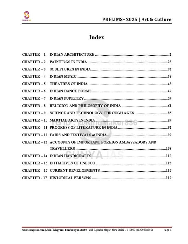 SUNYA IAS PRELIMS 2025 ( {Civil Services Exam}  Static Note )  | ( [  ART & CULTURE ] ) | English | B&W - Image 3
