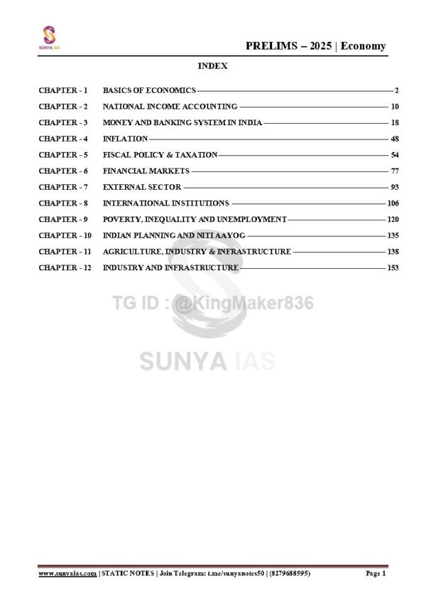 SUNYA IAS PRELIMS 2025 ( {Civil Services Exam}  Static Note )  ( [  ECONOMICS ] ) | English | B&W - Image 3