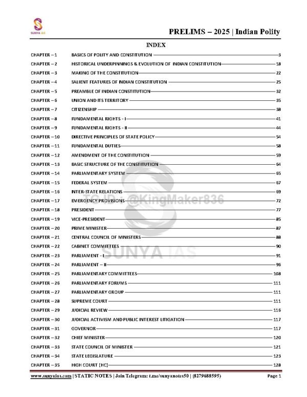 SUNYA IAS PRELIMS 2025 ( {Civil Services Exam}  Static Note )  |( [ INDIAN POLITY ] ) | English | B&W - Image 3
