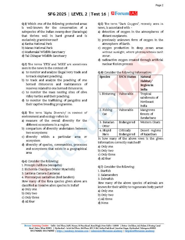 Forum IAS ( {SFG Level 2 – Test – 16}Environment - 4) 2025 | English | B&W - Image 4