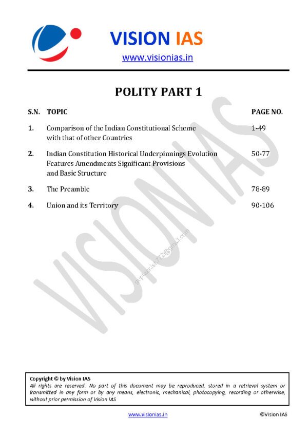 Vision IAS Classroom Study Material ( Polity & Constitution ) Part- 1 2024 |English |B&W - Image 3