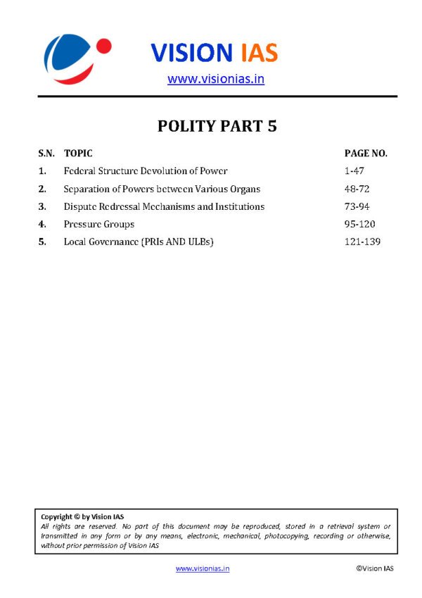 Vision IAS Classroom Study Material (Polity& Constitution Part -5) 2024 | English | B&W - Image 2
