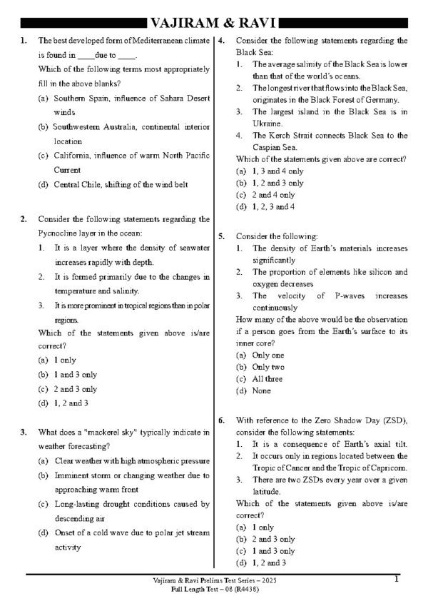 Vajiram & Ravi Powerup ( Prelims Test Series – 2025 { GS Test – 28 Code : V4438 } ) | English | B&W - Image 4