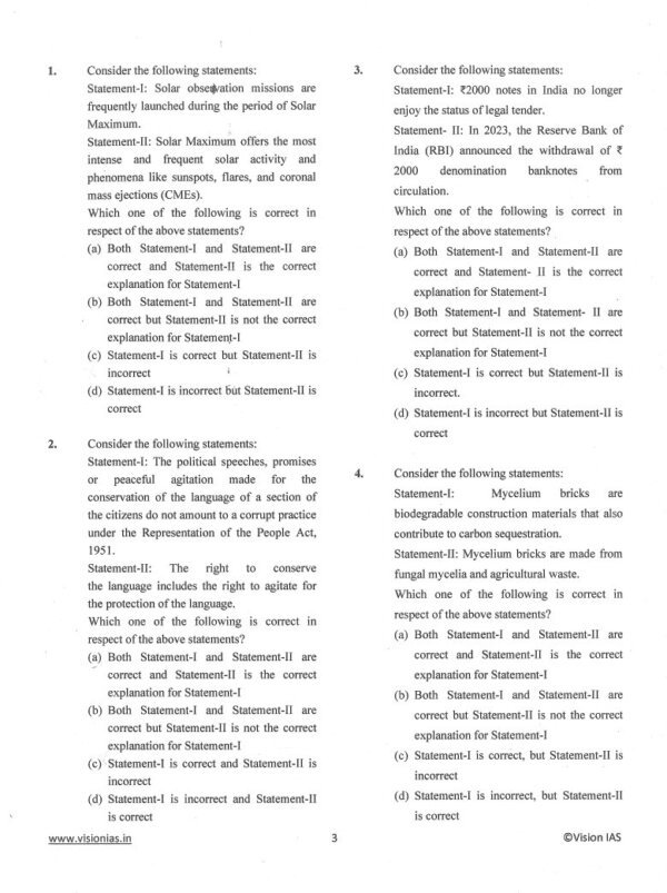 Vision IAS ABHYAAS  ( General Studies [P] ) GS  TEST -2 Abhyaas Test (6591)| English | B&W - Image 4