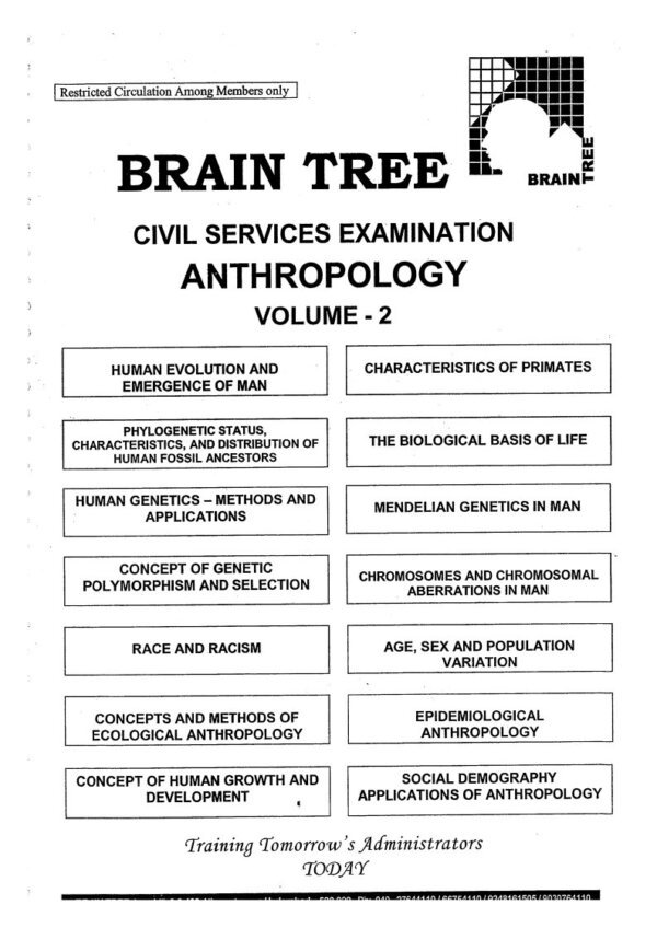 BRAIN TREE ( Book - 2)  Anthropology |Printed Notes| Civil Services Examination | English | B&W - Image 3