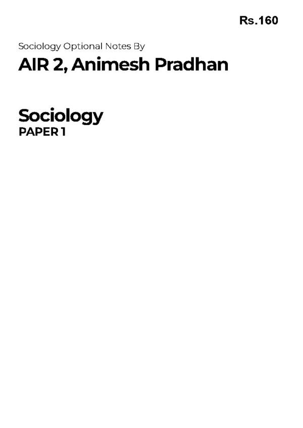 ANIMESH PRADHAN SOCIOLOGY ( Book-1) Optional Class Notes | English | B&W - Image 2