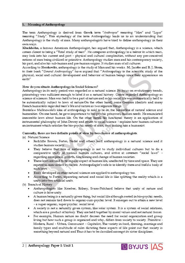 BYJU’S IAS Anthropology ( Paper 1 & 2 ) Optional Printed Notes | English | B&W | Booklet-1 to 2 - Image 4