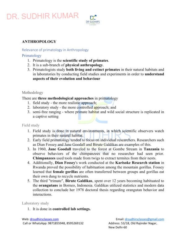 Anthropology Foundation( Paper 1 & 2 ) |Printed Notes BY Dr. Sudhir Kumar | English | B&W| Booklet 1 to 6 - Image 3