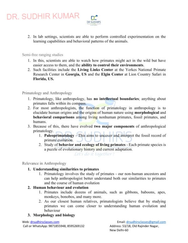 Anthropology Foundation( Paper 1 & 2 ) |Printed Notes BY Dr. Sudhir Kumar | English | B&W| Booklet 1 to 6 - Image 4