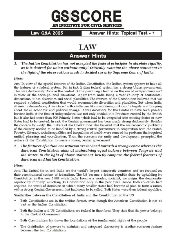 GS Score Law Q/A ( Topical Test  - 01 to 10 ) Main Test Series 2025| B&W - Image 4