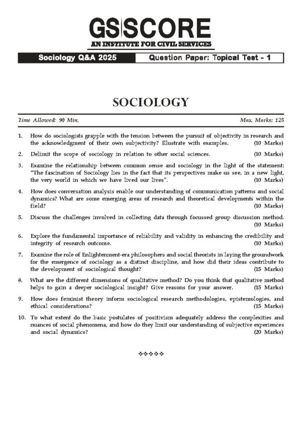 GS Score Sociology Q/A ( Topical Test  - 01 to 05 ) Main Test Series 2025| B&W - Image 3