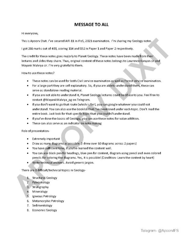 Topper's IAS APOORAV DIXIT ( Air 11, IFos 2021) Geology Optional Class Notes  ( Paper 1 Section - B )2021 | English | B&W - Image 3