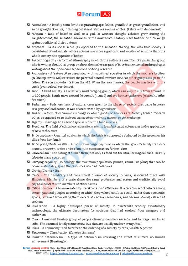 Forum IAS  Anthropology for Optional  | Printed Notes Handouts 2024 ( Book -1  ) | English | B&W | - Image 2