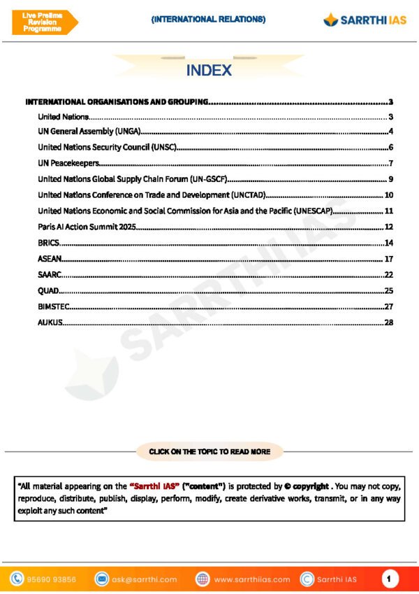 SARRTHI IAS Prelims Revision Programme ( International Relations)  UPSC CSE 2025| English | B&W - Image 4
