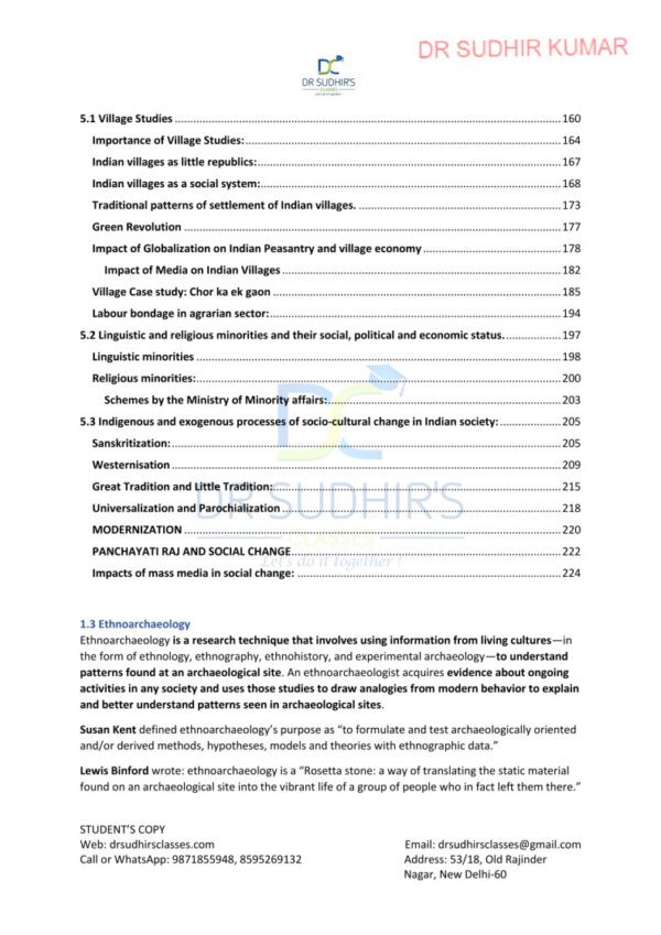 Anthropology Foundation ( BOOK-3 )  Printed Notes | Comprehensive Anthropology -V ( Indian Society ) | By Sudhir  Kumar| English | B&W - Image 4