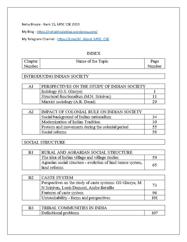 Topper Notes Sociology (Neha Bhosle Rank -15 [2019] Book-2)| Optional  Printed Notes | English | B&W - Image 4