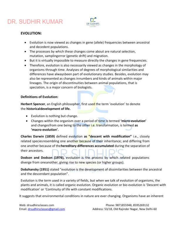 Anthropology Foundation ( BOOK-6 )  Printed Notes | Organic Evolution  | By Sudhir  Kumar| English | B&W - Image 3