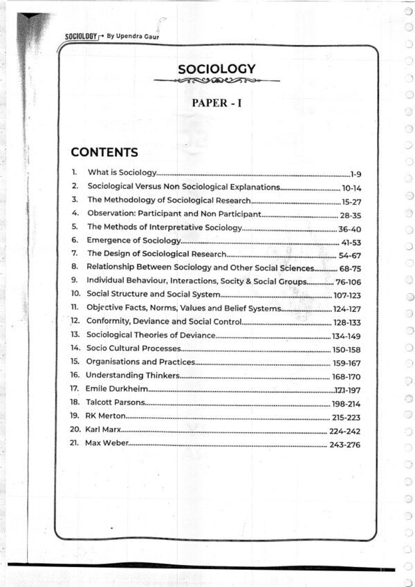UPENDRA GAUR SOCIOLOGY ( Paper-1 & 2) | Optional Printed  Notes 2023 | English | B&W | Booklet 1to 2 - Image 3
