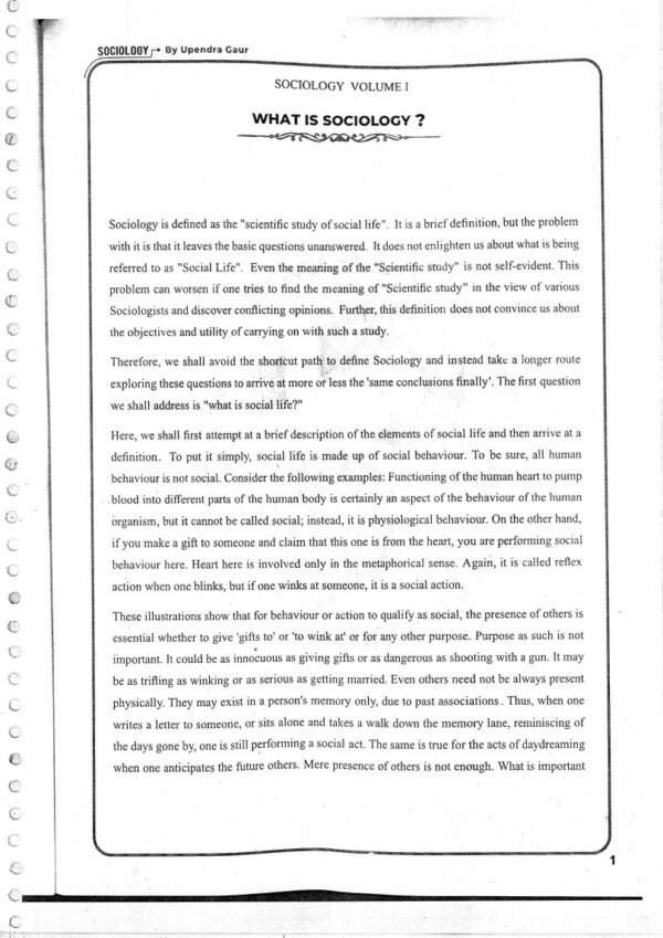 UPENDRA GAUR SOCIOLOGY ( Paper-1 & 2) | Optional Printed  Notes 2023 | English | B&W | Booklet 1to 2 - Image 4