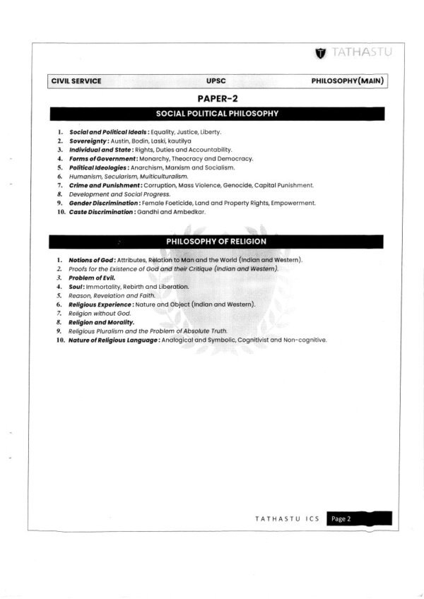 TATHASTU  PHILOSOPHY ( Paper 1 &2 )Optional Notes | English | B&W Booklet 1 to 9 - Image 4