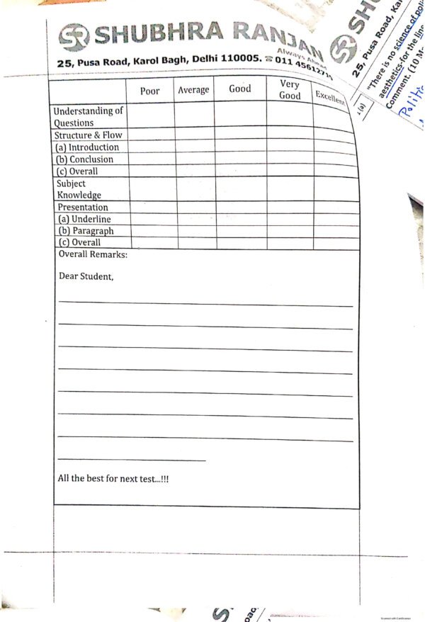 Shubhra Ranjan Topper's Copy ( Political Science  Optional )By Kunal Rastogi Rank - 15  2023| B&W - Image 2