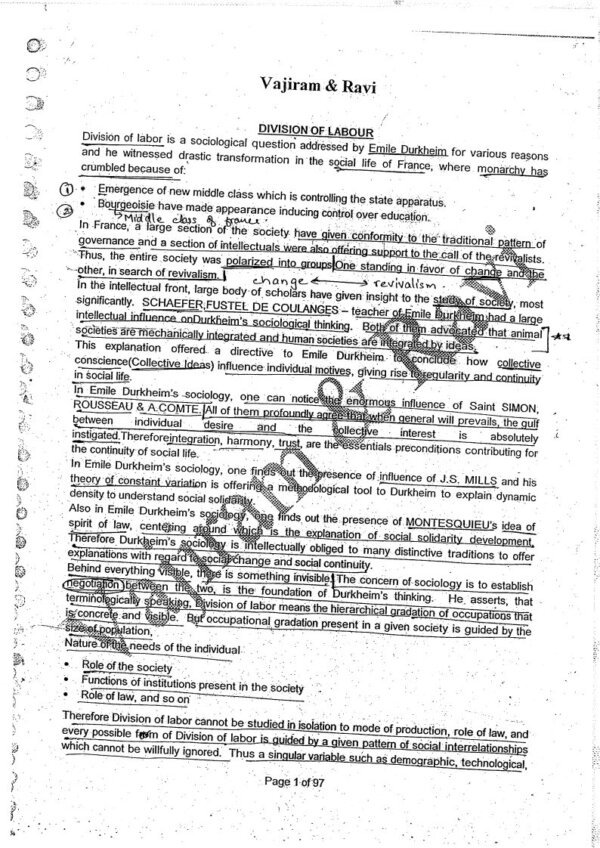 Vajiram & Ravi Sociology ( Paper 1 & 2 ) Optional Printed Notes | English | B&W | Booklet-1 to 5 - Image 3