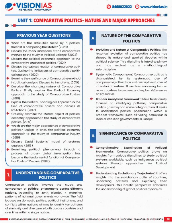 Vision IAS Political Science And International Relations  ( Comparative Politics and International Relations   Paper 2 [ Part- A] ) Political Optional Printed Notes | English | B&W - Image 4