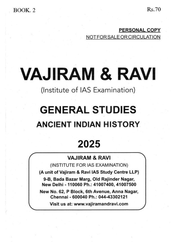 Vajiram & Ravi (General Studies ) Ancient Indian History 2025-26 (Book -2))| English | B&W| Yellow Book - Image 4