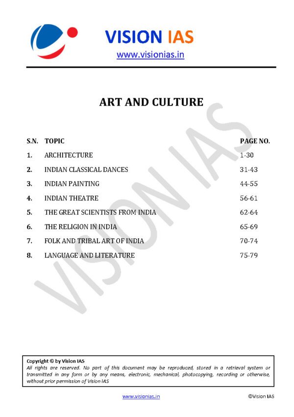 Vision IAS Classroom Study Material  Art & Culture  | 2024 | English | B&W - Image 3