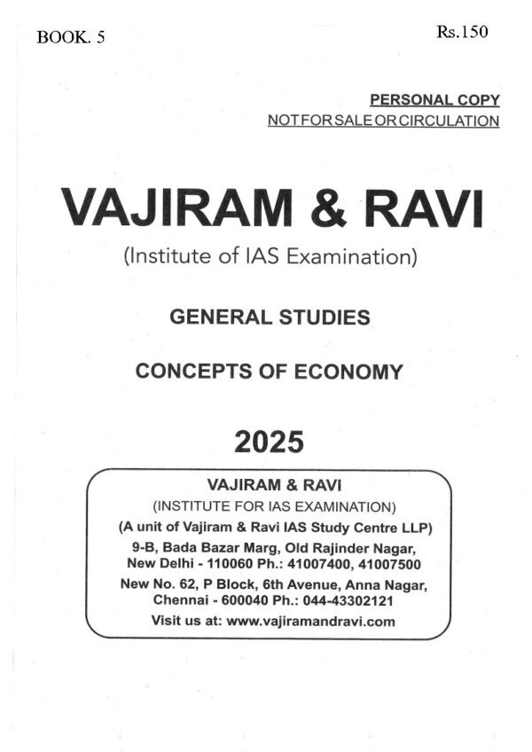 Vajiram & Ravi (General Studies )Concept of Economy 2025-26 (Book -5)| English | B&W| Yellow Book - Image 4