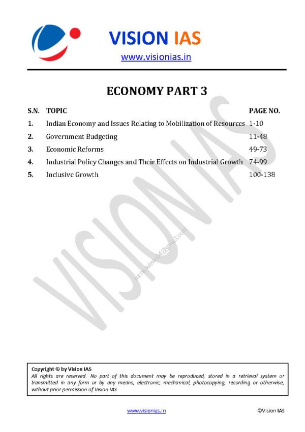 Vision IAS Classroom Study Material Economics Part - 3 2024 | English | B&W - Image 3