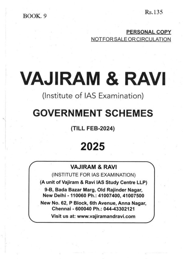 Vajiram & Ravi (General Studies ) Government Schemes ( Till Feb - 2025)2026-27 (Book -9)| English | B&W| Yellow Book - Image 3