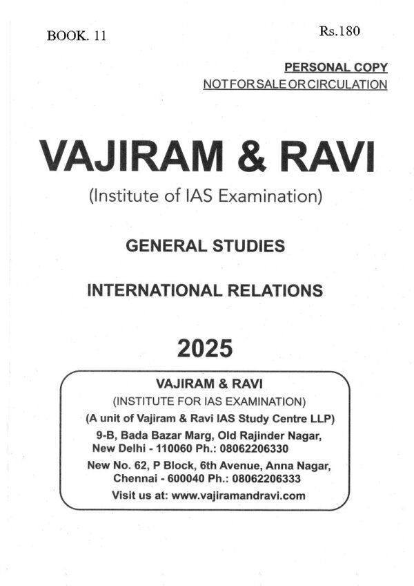 Vajiram & Ravi (General Studies ) International Relations 2025-26 (Book -11)| English | B&W| Yellow Book - Image 3